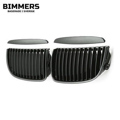 Njurgrill enkla ribbor BMW 3-serie E90 E91 Pre LCI 2005-2008, blank svart, bild 2