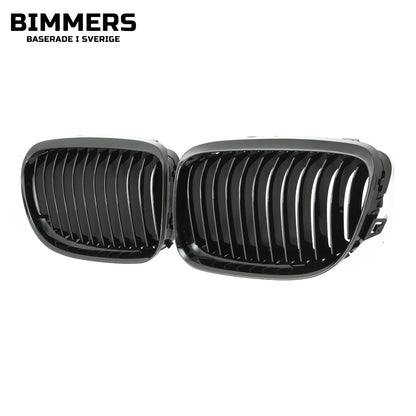 Njurgrill enkla ribbor BMW 3-serie E90 E91 LCI 2008-2012, blank svart, bild 2