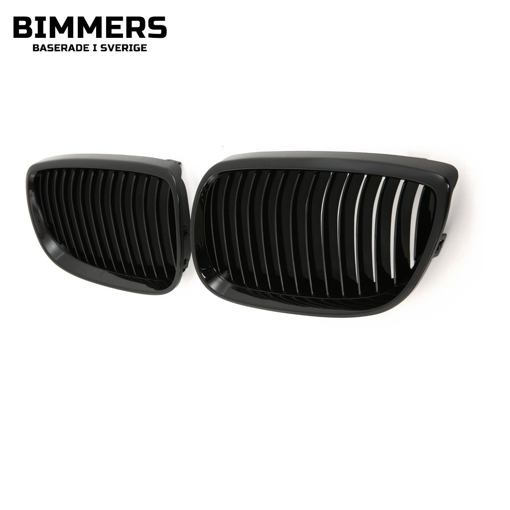 Njurgrill enkla ribbor BMW 3-serie E92 E93 Pre LCI 2006-2013, blank svart, bild 2
