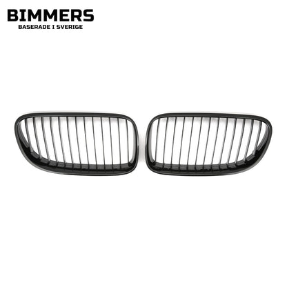 Njurgrill enkla ribbor BMW 3-serie E92 E93 LCI 2010-2013, blank svart, bild 1