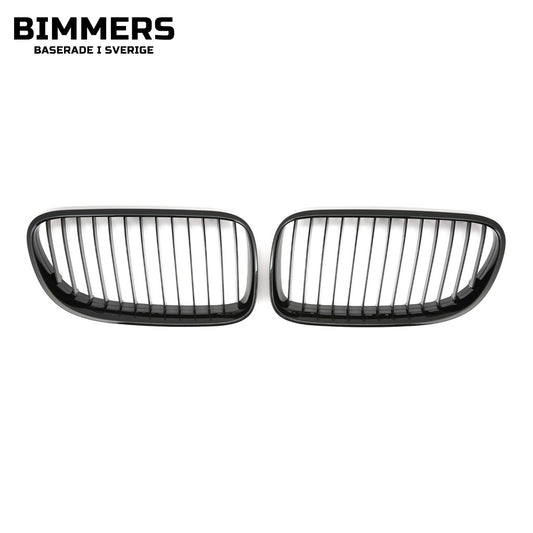 Njurgrill enkla ribbor BMW 3-serie E92 E93 LCI 2010-2013, blank svart, bild 1