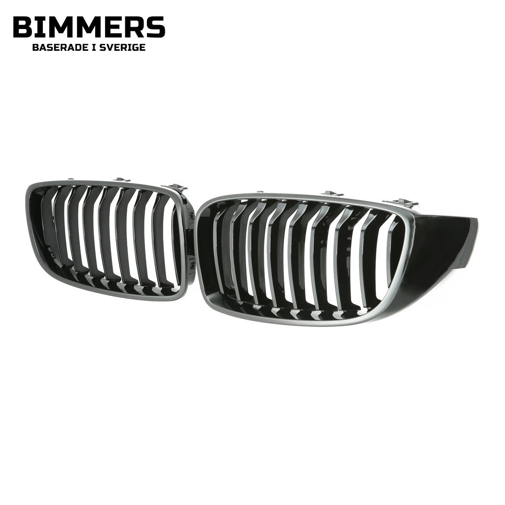 Njurgrill enkla ribbor BMW 4-serie F32 F33 F36 F82 F80 2013-2021, blank svart, bild 2