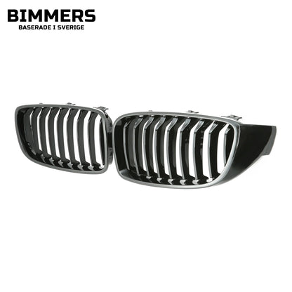 Njurgrill enkla ribbor BMW 4-serie F32 F33 F36 F82 F80 2013-2021, blank svart, bild 2