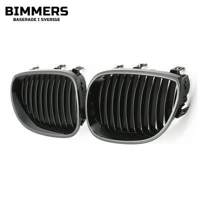 Njurgrill enkla ribbor BMW 5-serie E60 E61 2003-2010, blank svart, bild 2