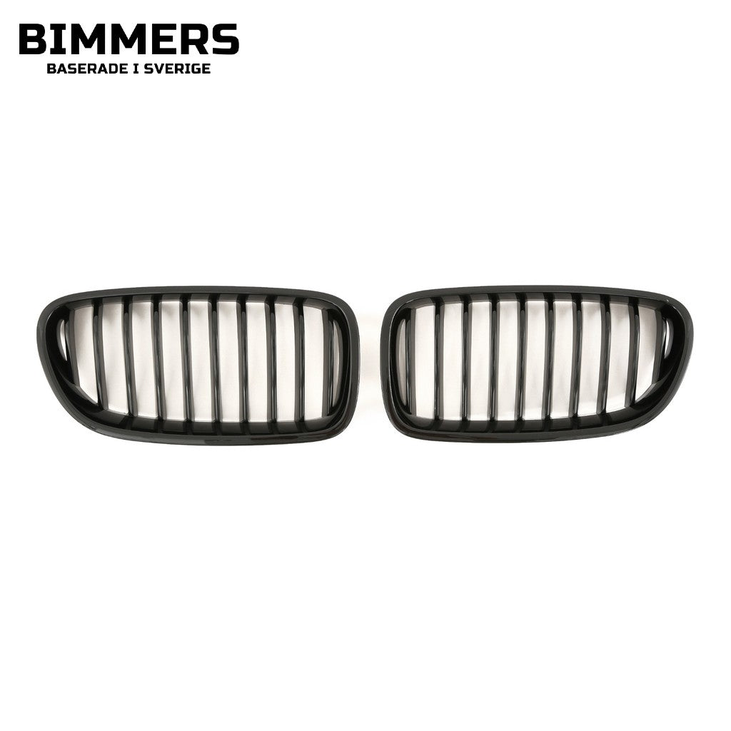 Njurgrill enkla ribbor BMW 5-serie F10 F11 2010-2017, blank svart, bild 1