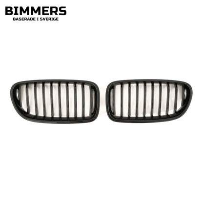 Njurgrill enkla ribbor BMW 5-serie F10 F11 2010-2017, blank svart, bild 1