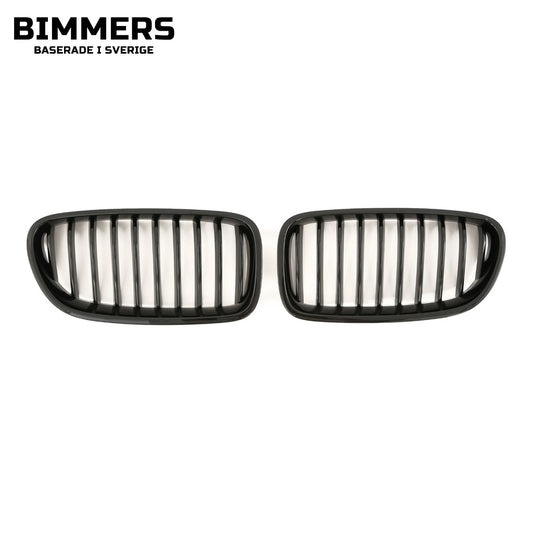 Njurgrill enkla ribbor BMW 5-serie F10 F11 2010-2017, blank svart, bild 1