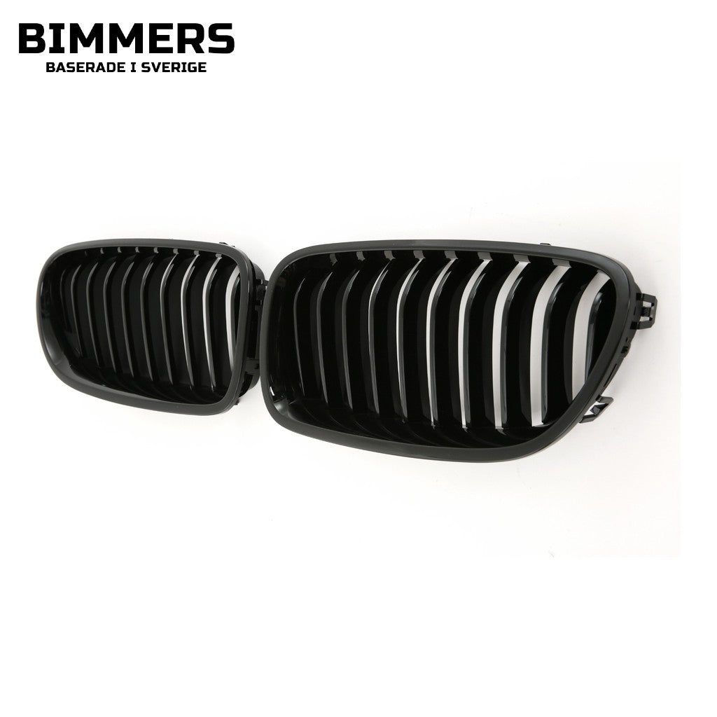 Njurgrill enkla ribbor BMW 5-serie F10 F11 2010-2017, blank svart, bild 2