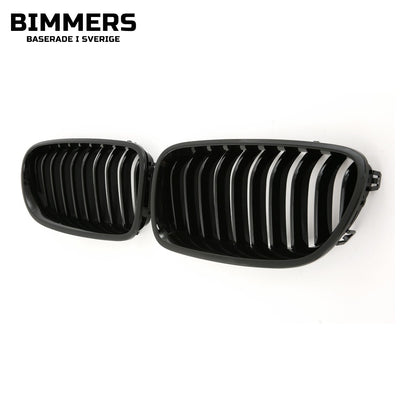 Njurgrill enkla ribbor BMW 5-serie F10 F11 2010-2017, blank svart, bild 2