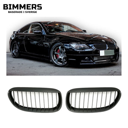 Njurgrill enkla ribbor BMW 6-serie E63 E64, blank svart, bild 1