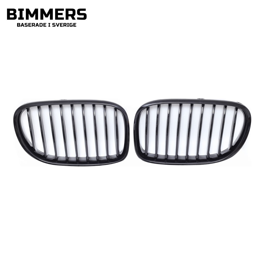 Njurgrill enkla ribbor BMW 7-serie F01 F02 2008-2015, blank svart, bild 1