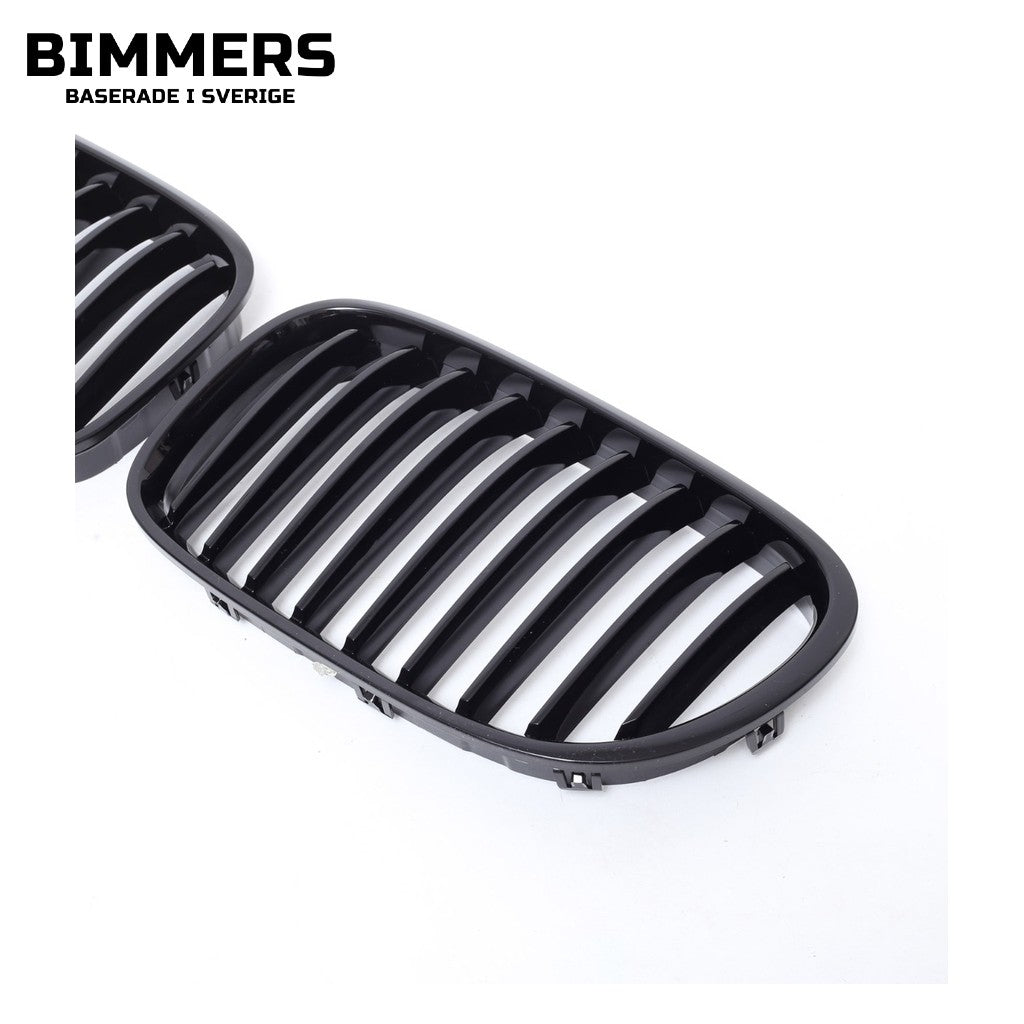 Njurgrill enkla ribbor BMW 7-serie F01 F02 2008-2015, blank svart, bild 2