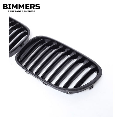 Njurgrill enkla ribbor BMW 7-serie F01 F02 2008-2015, blank svart, bild 2