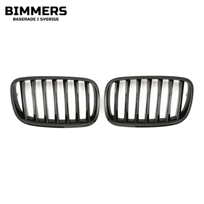 Njurgrill enkla ribbor BMW X5 X6 E70 E71 2007-2014, blank svart, bild 1