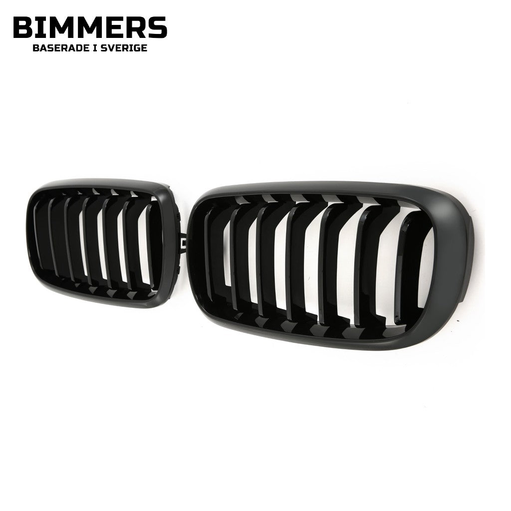 Njurgrill enkla ribbor BMW X5 X6 F15 F16 2013-2018, blank svart, bild 3