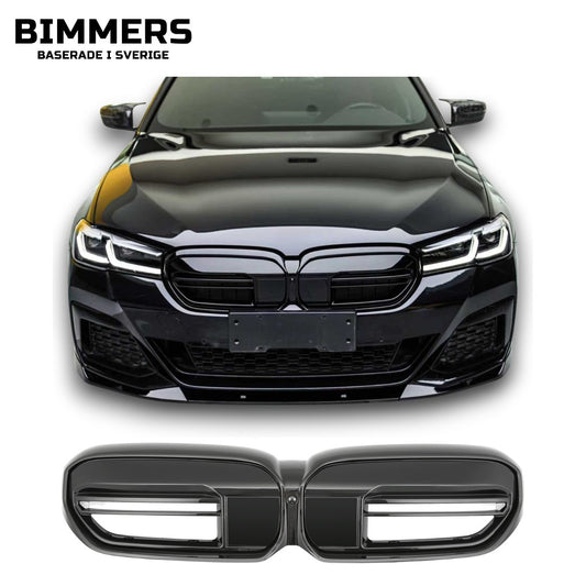 Njurgrill horisontell list BMW 5-serie G30 G31 LCI från 2020, blank svart, bild 1