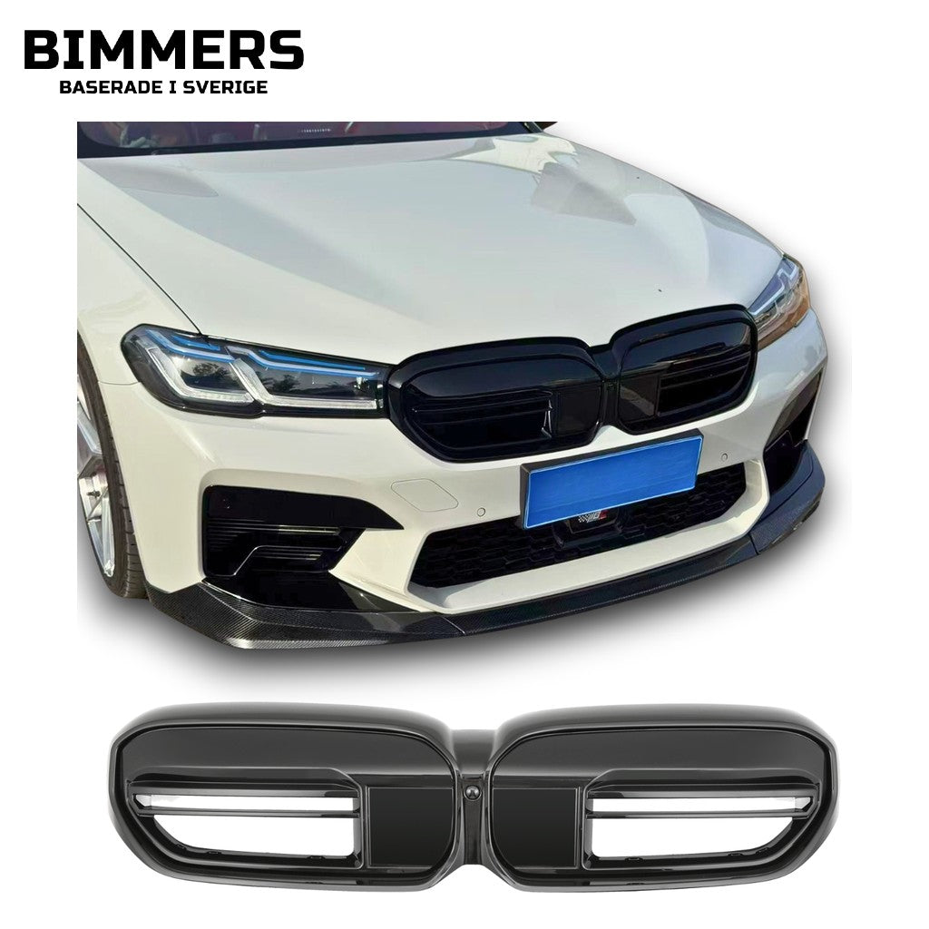 Njurgrill horisontell list BMW 5-serie G30 G31 LCI från 2020, blank svart, bild 2
