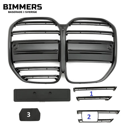 Njurgrill horisontella ribbor BMW 4-serie G22 G23 2020, blank svart, bild 2