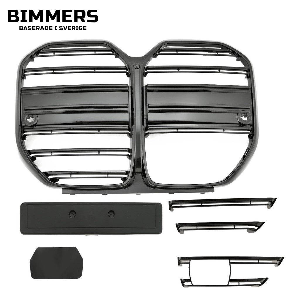 Njurgrill horisontella ribbor BMW 4-serie Gran Coupé G26 från 2021, blank svart, bild 1