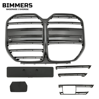 Njurgrill horisontella ribbor BMW 4-serie Gran Coupé G26 från 2021, blank svart, bild 1