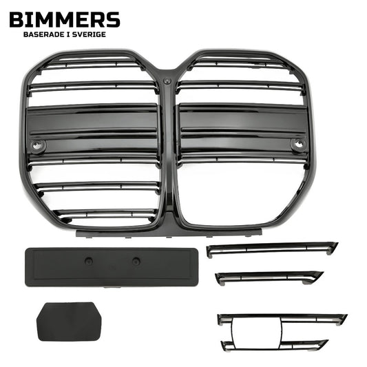 Njurgrill horisontella ribbor BMW 4-serie Gran Coupé G26 från 2021, blank svart, bild 1