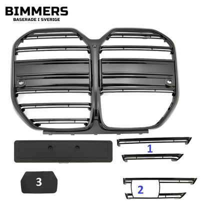 Njurgrill horisontella ribbor BMW 4-serie Gran Coupé G26 från 2021, blank svart, bild 2