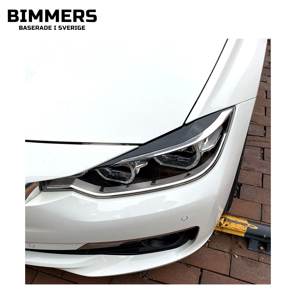 Ögonlock till strålkastare BMW 3-serie F30 F31 2011-2019, blank svart, bild 1