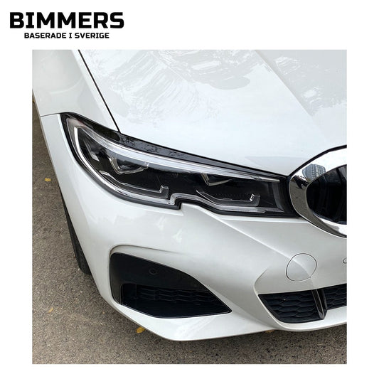 Ögonlock till strålkastare BMW 3-serie G20 G21 Pre LCI 2019-2022, blank svart, bild 1