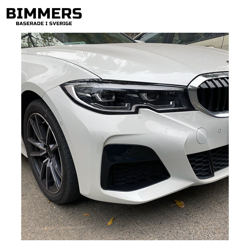 Ögonlock till strålkastare BMW 3-serie G20 G21 Pre LCI 2019-2022, blank svart, bild 2