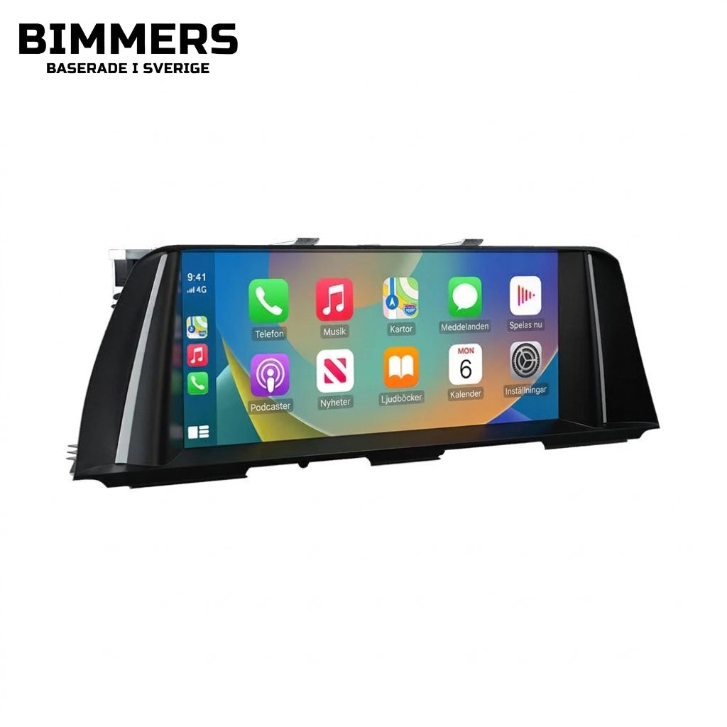 Sidobild av Bimmers Linux-skärm för BMW F10 och F11 där CarPlay menyn visas