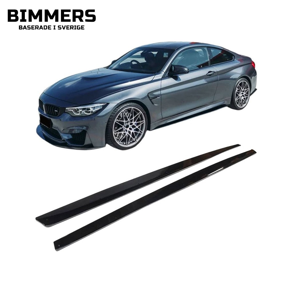 Sidokjolar BMW M3 M4 F80 F82 F83, blank svart, bild 1