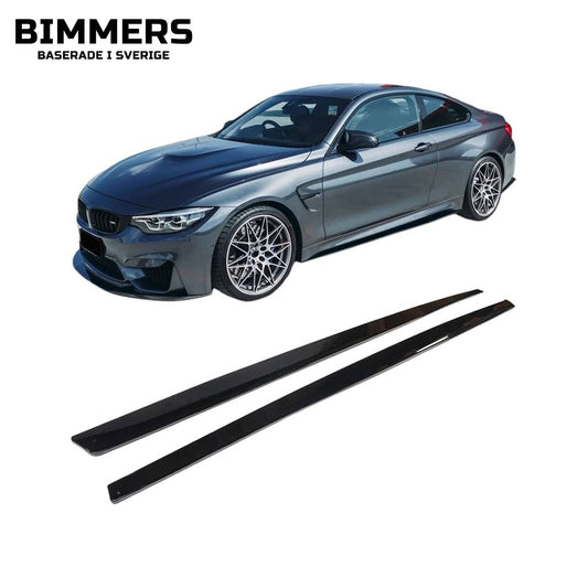 Sidokjolar BMW M3 M4 F80 F82 F83, blank svart, bild 1