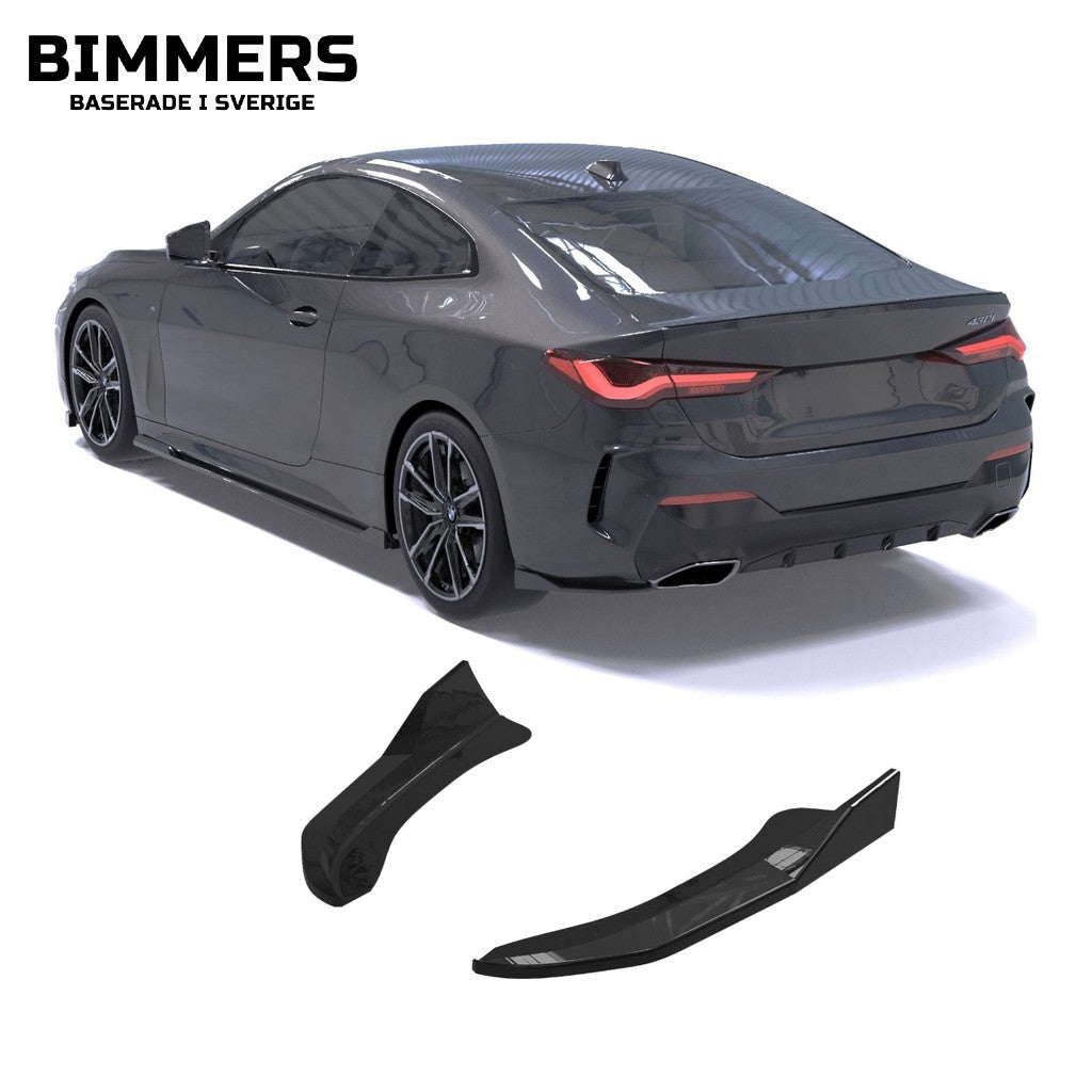 Sidosplitters till diffusor Apex BMW 4-serie G22 G23 2020-2024 M Sport, blank svart, bild 1