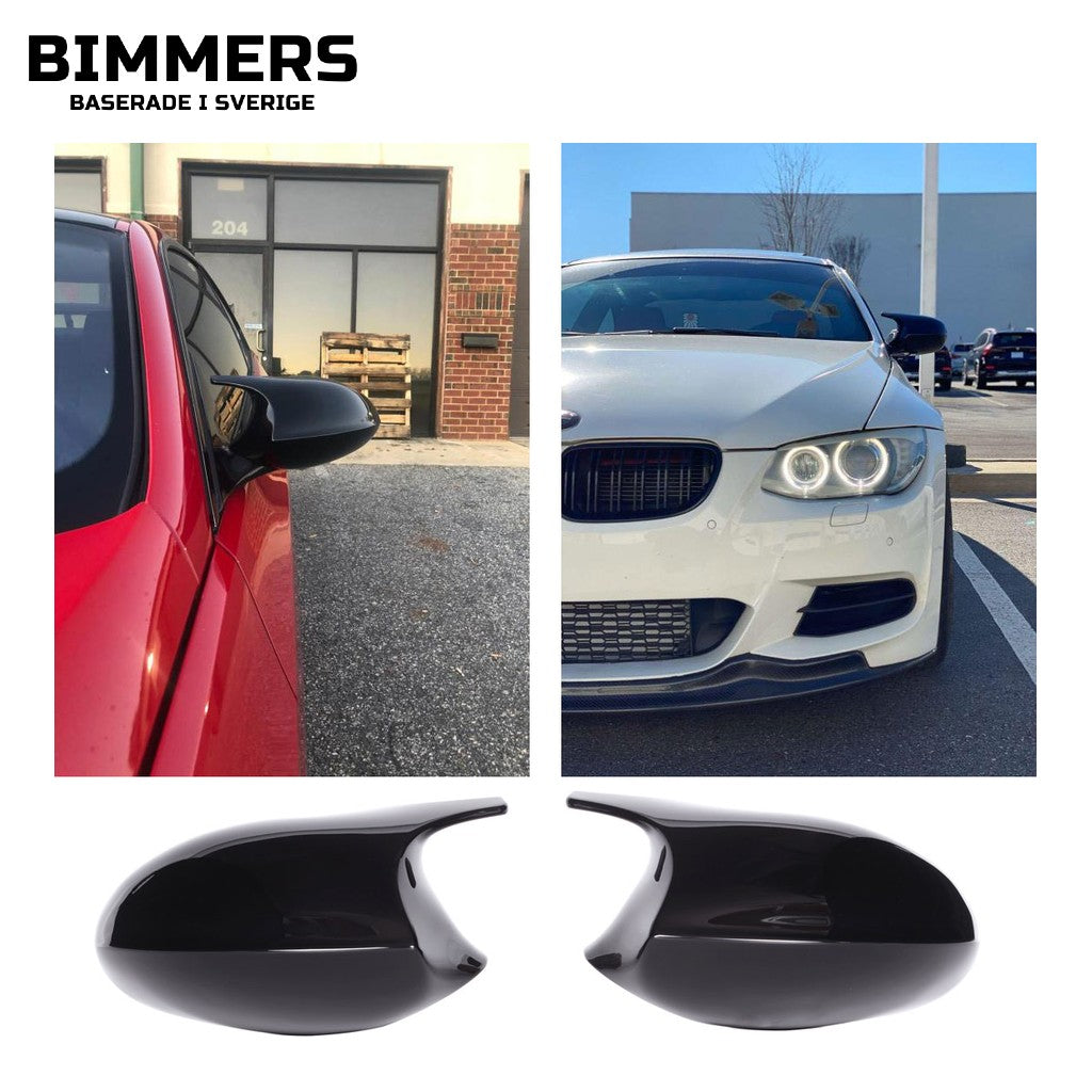 Spegelkåpor BMW E81 E82 E87 E88 E90 E91 E92 E93 Pre LCI, blank svart, bild 1