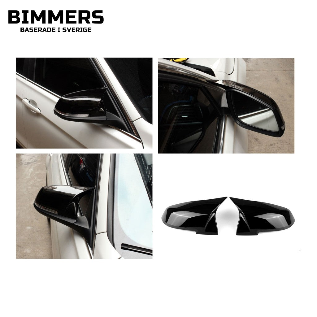 Spegelkåpor BMW F20 F21 F22 F30 F31 F32 F33 F36 E84, blank svart, bild 1