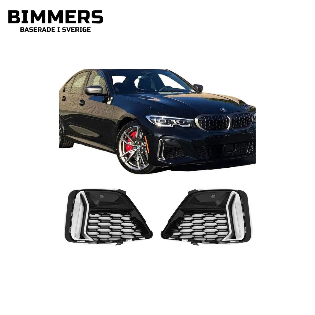 Stötfångargaller M340i-design BMW 3-serie G20 G21 Pre LCI 2019-2022 M Sport, blank svart med krom, bild 1